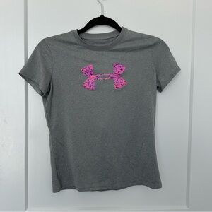 💗5 for $15💗 Women’s Grey Under Armour Workout Shirt - Youth Large